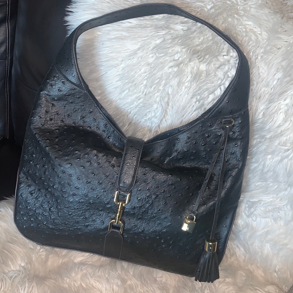 G.I.L.I ostrich leather  hobo handbag large
